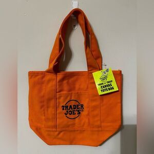 NWT Trader Joes Halloween Mini Tote Canvas Orange